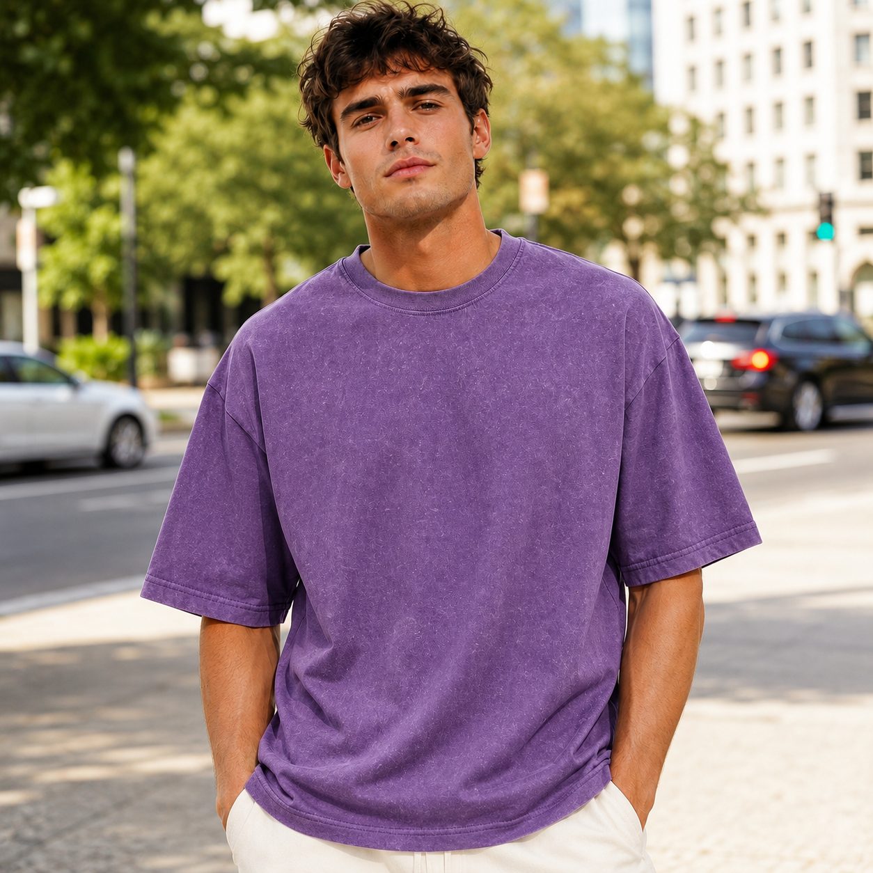 MACALLISTER-230g-Retro Snow‑Wash Finish Vintage Short‑Sleeve T‑Shirt