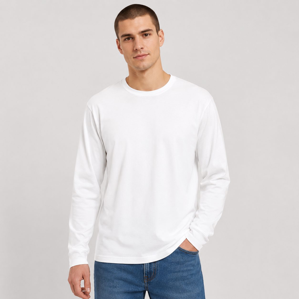 ShipSagePrint 180GSM Men's 100% Cotton Long Sleeve T-Shirt SGBMC0201